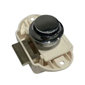 Хромований круглий натиск‑витяг (біла основа)